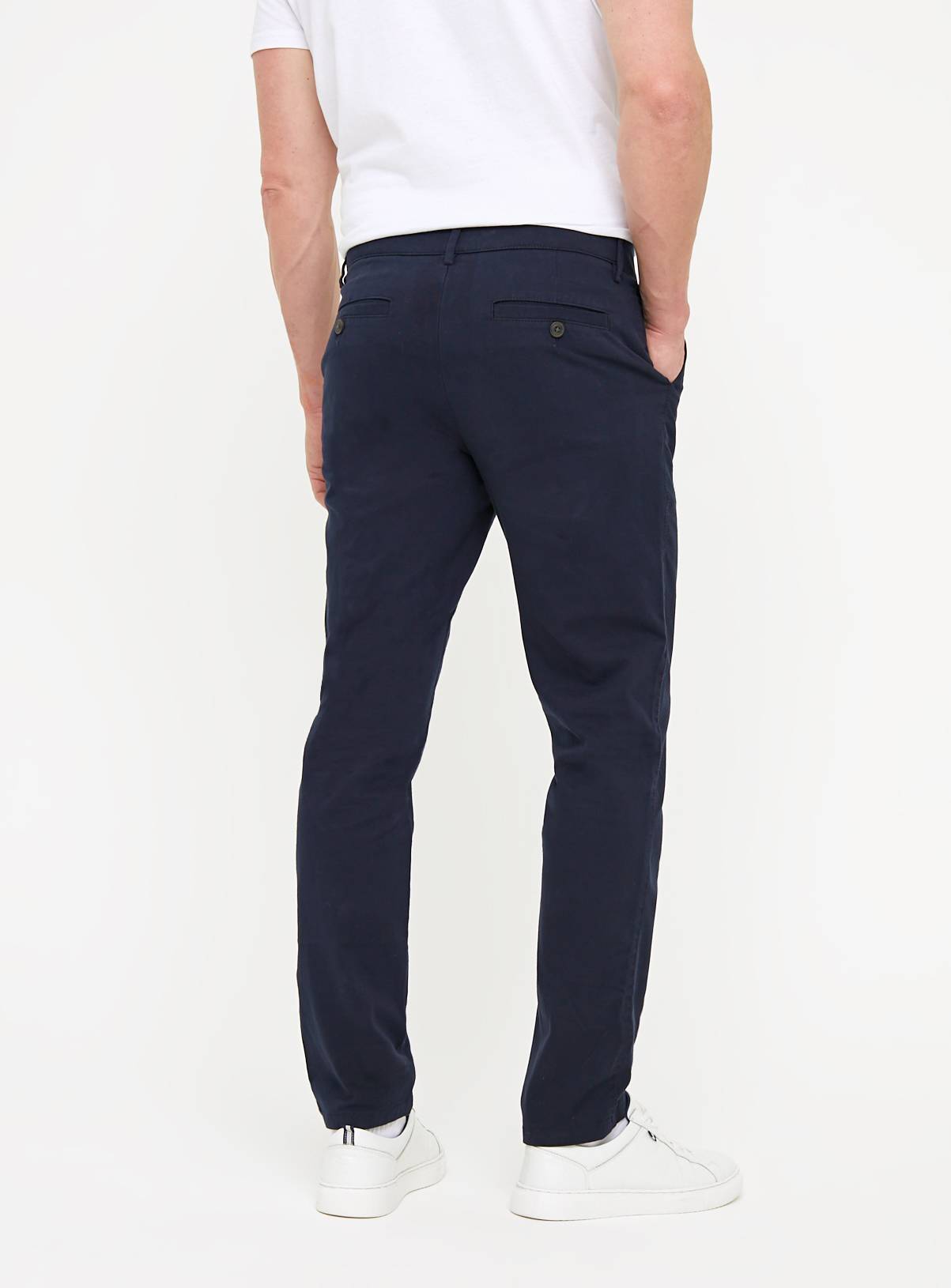Navy Skinny Fit Chino Trousers  44R - Image 5