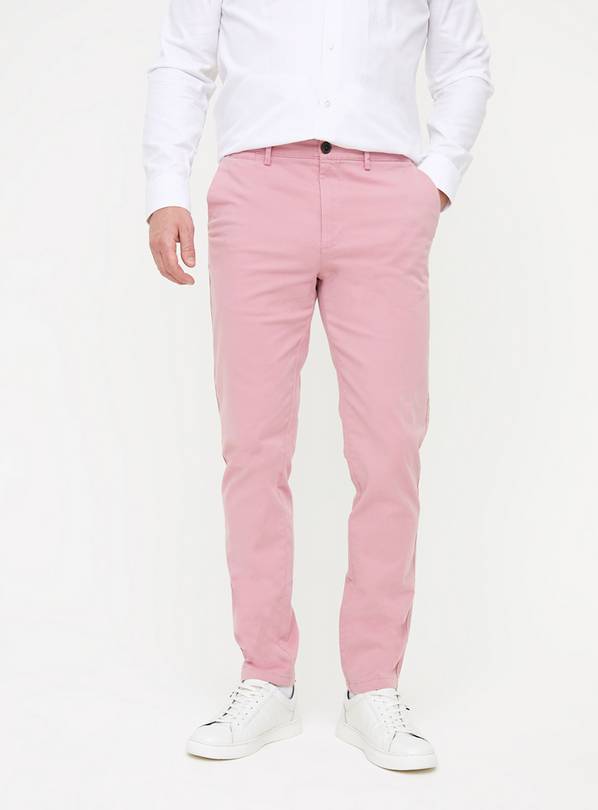 Pink Skinny Fit Chino Trousers  36R