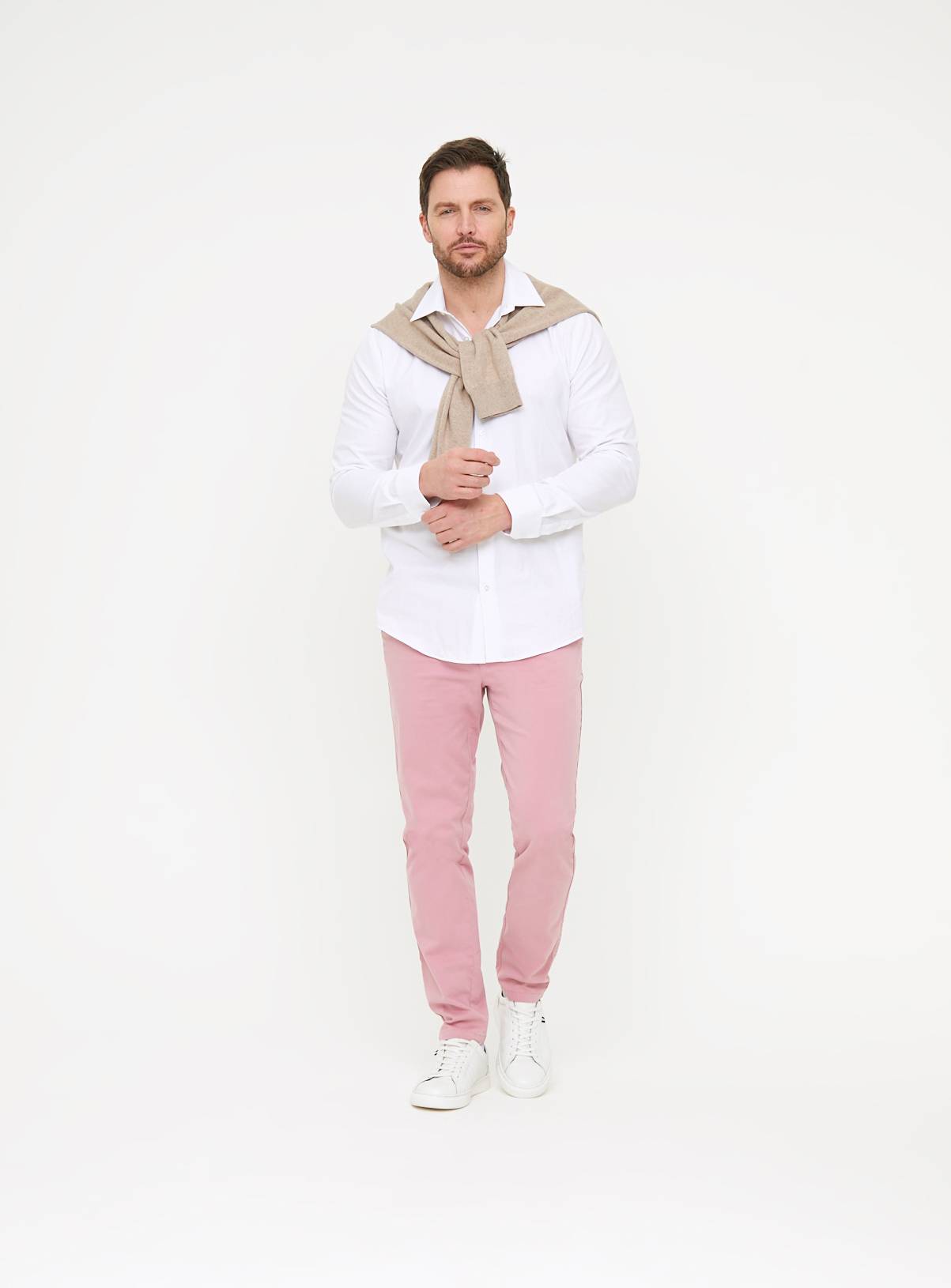 Pink Skinny Fit Chino Trousers  40L - Image 2