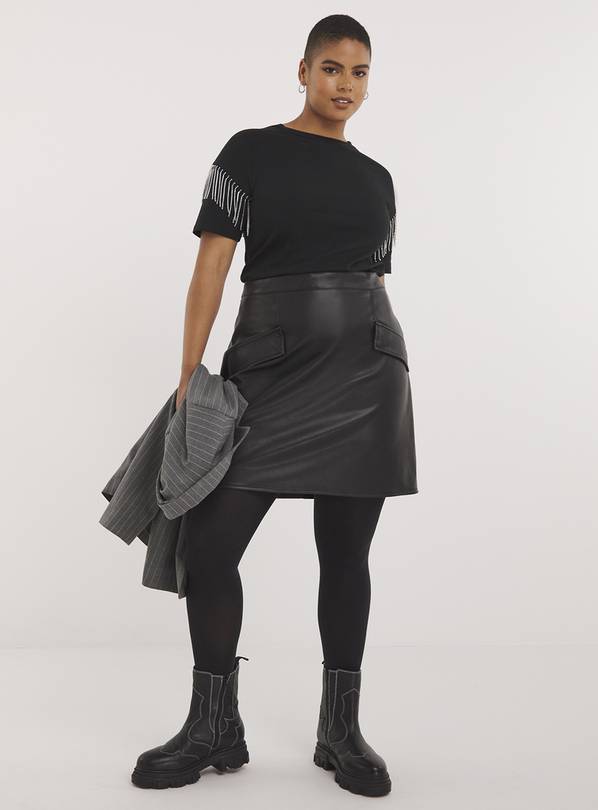 SIMPLY BE Black Pu Skirt With Pocket Detail 14