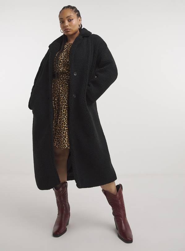 Buy SIMPLY BE Black Teddy Maxi Coat 14, Coats