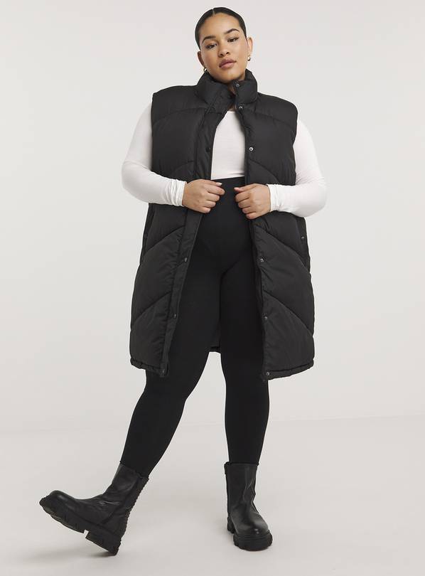 SIMPLY BE Black Chevron Padded Longline Gilet 20