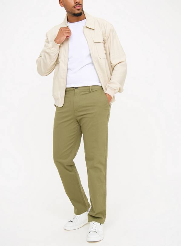 Green Straight Leg Chino Trousers 44R