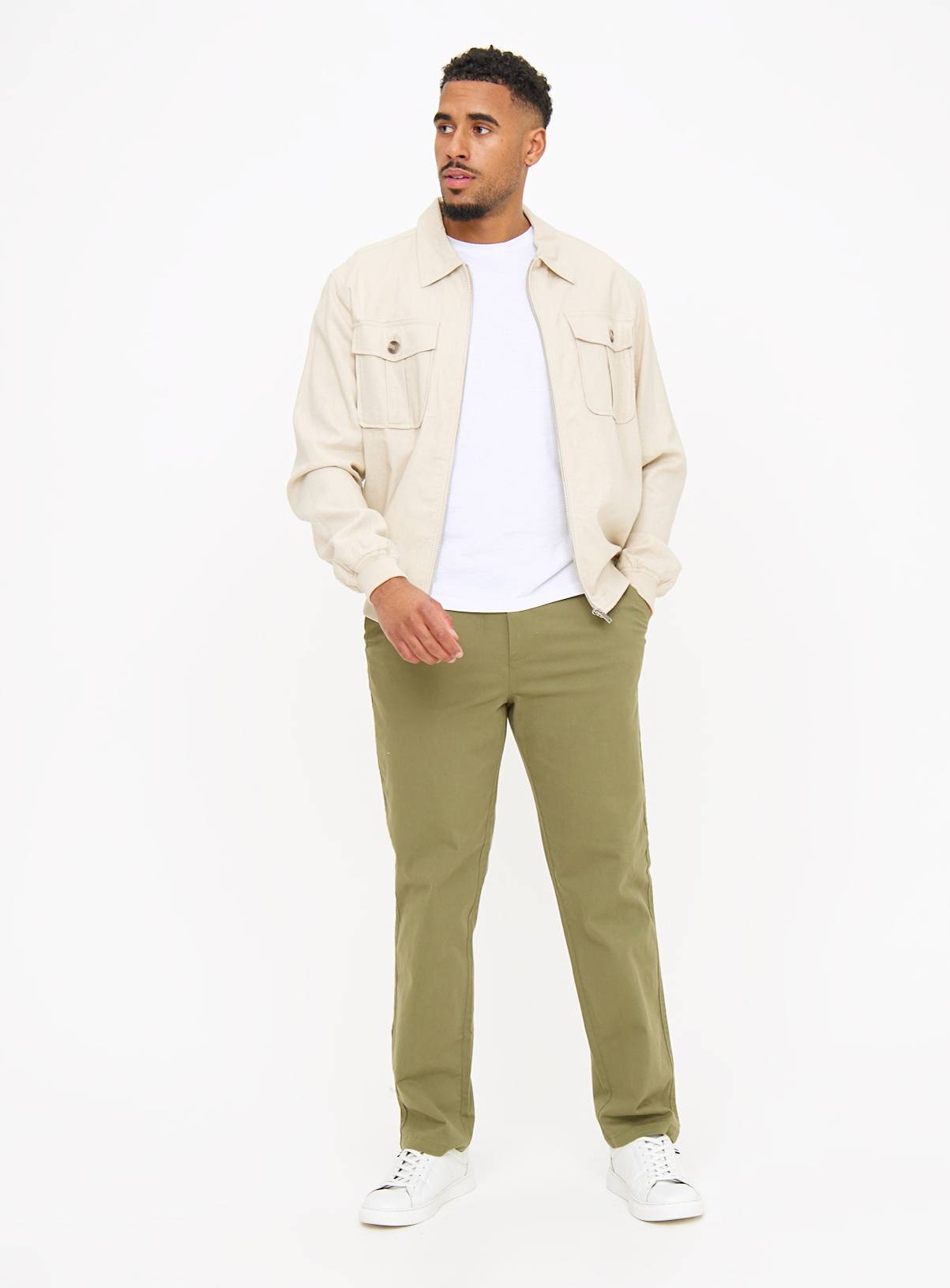 Green Straight Leg Chino Trousers 36R - Image 2