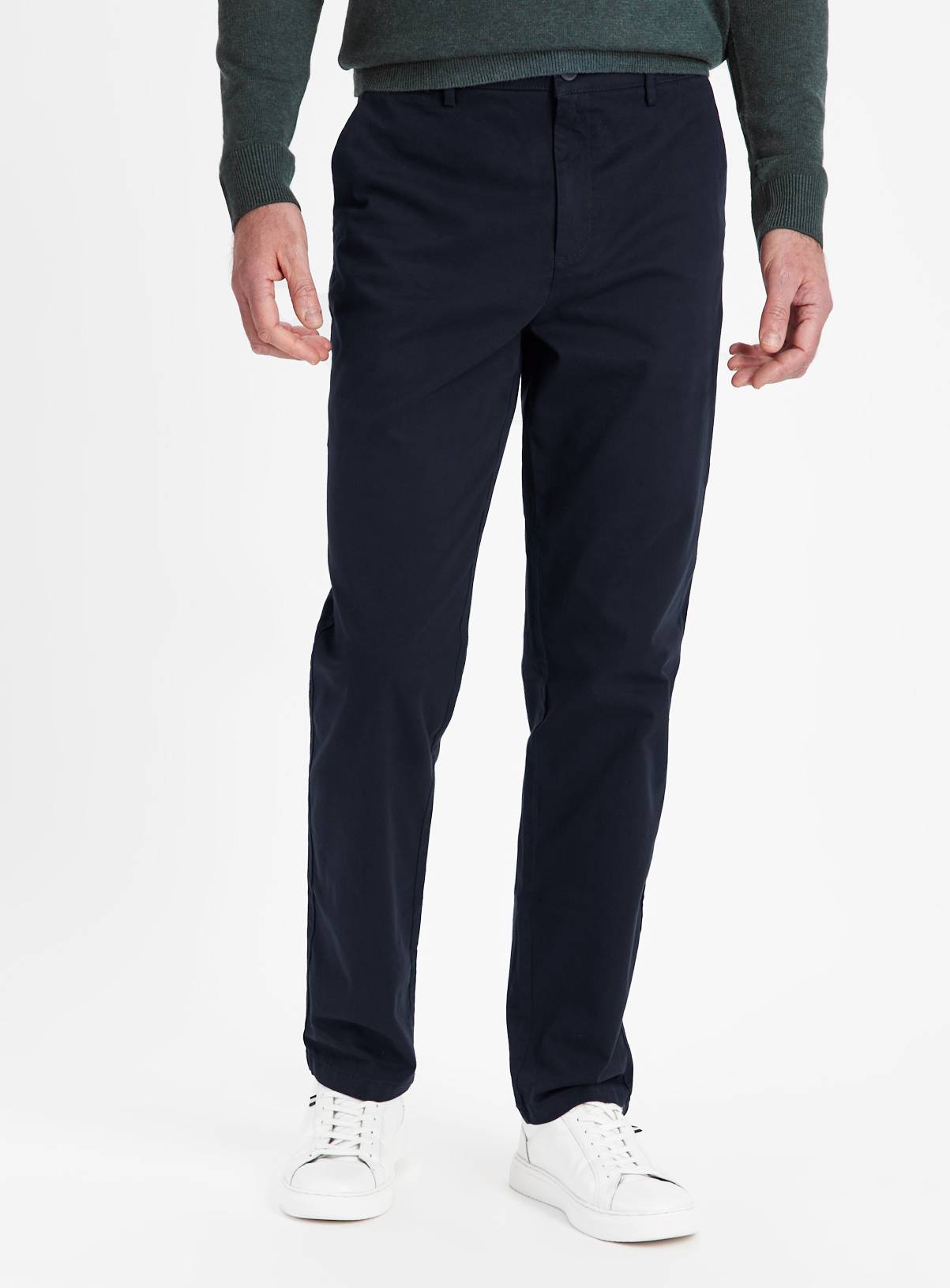 Navy Straight Leg Chino Trousers 32R - Image 1