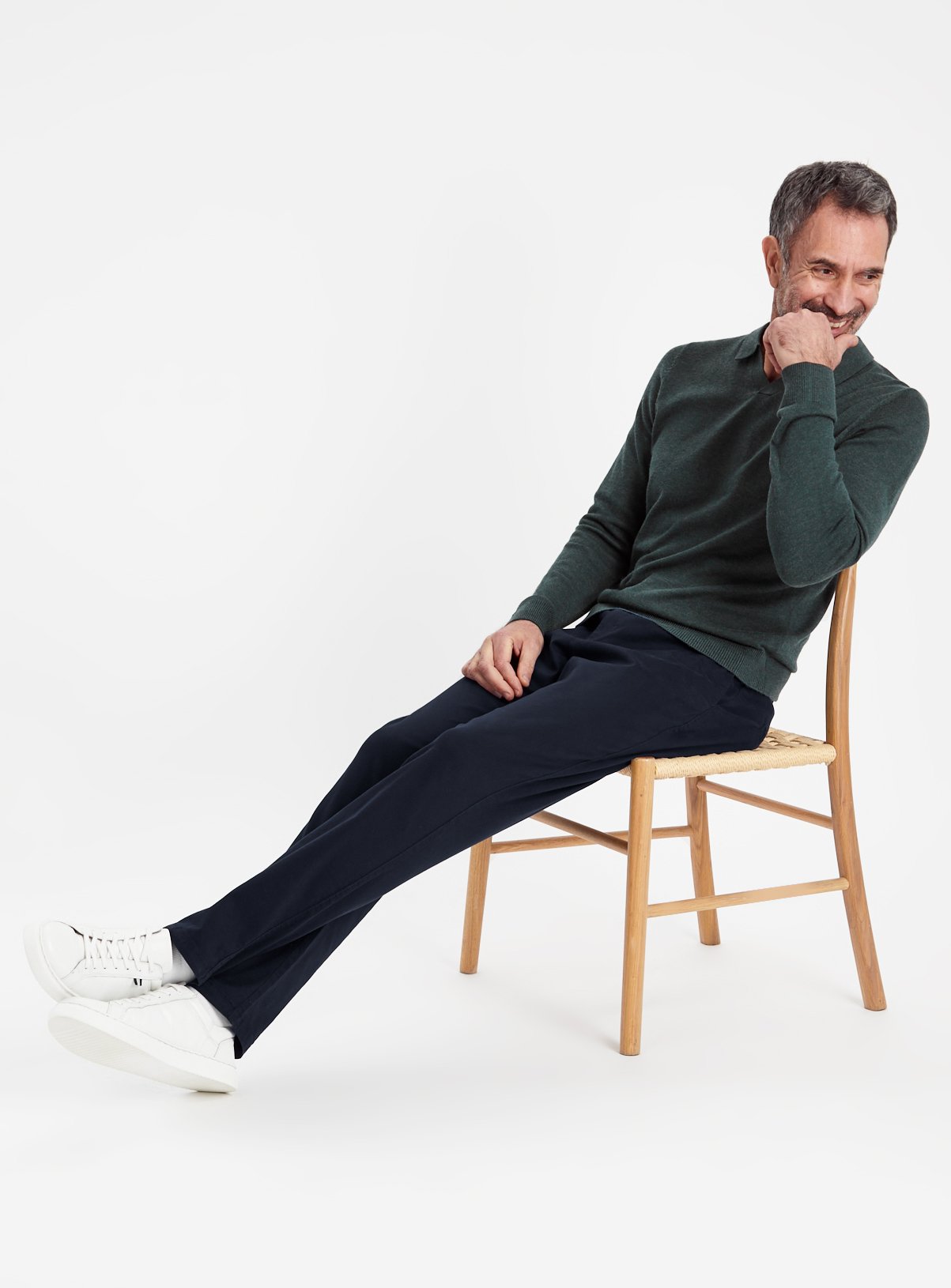 Navy Straight Leg Chino Trousers 32R - Image 2 thumbnail