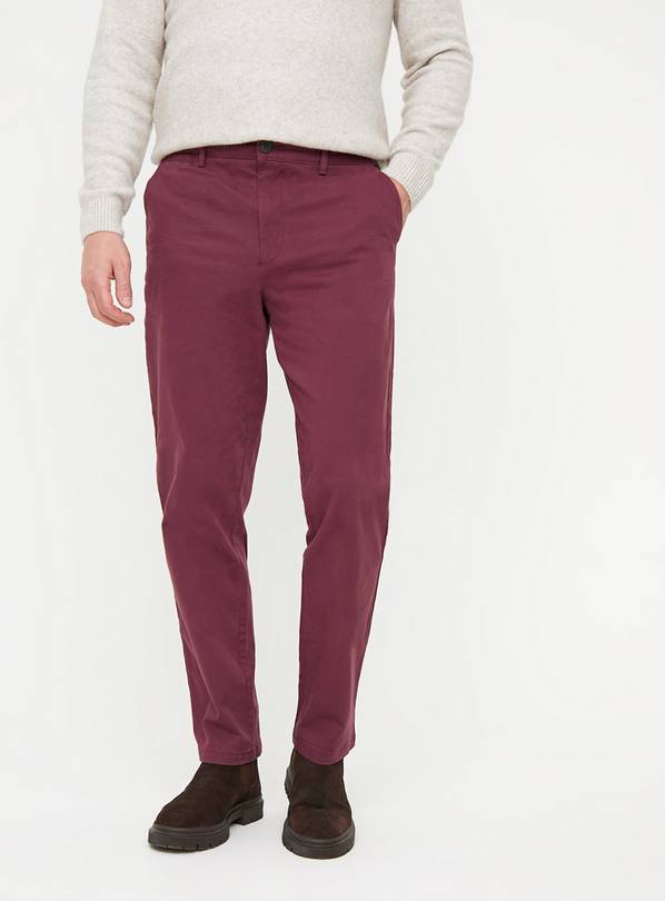 Purple Straight Leg Chino Trousers 32L