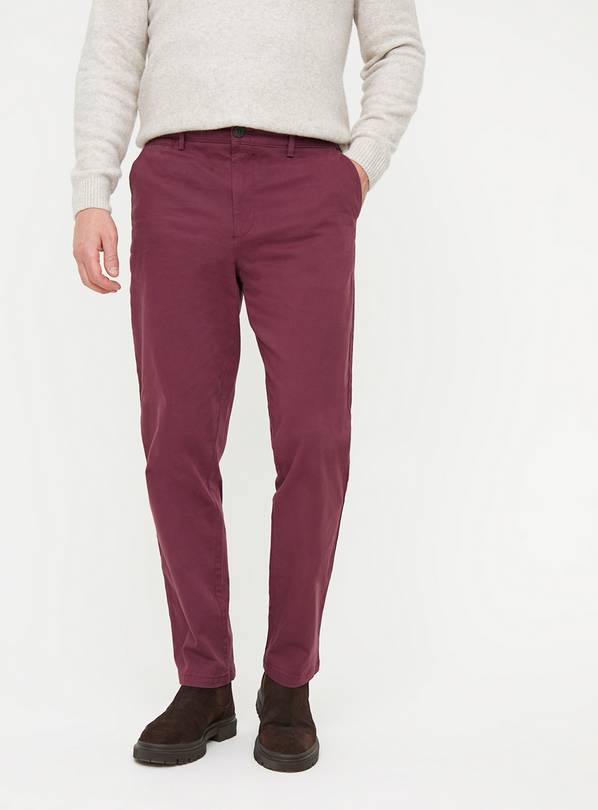 Purple Straight Leg Chino Trousers 30S
