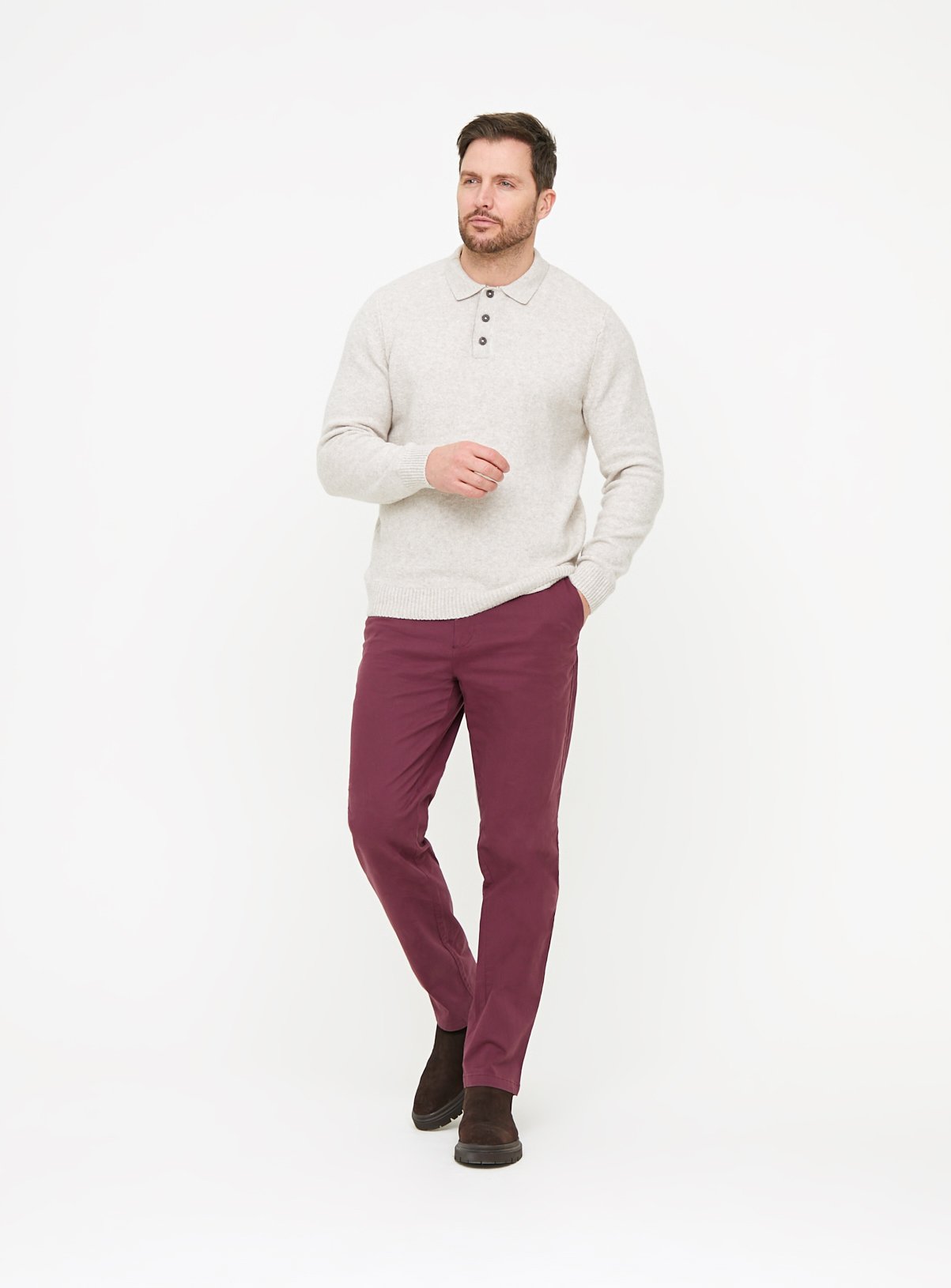 Purple Straight Leg Chino Trousers 38S - Image 2 thumbnail