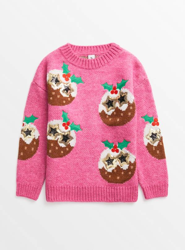 Pink Christmas Pudding Jumper 9 years
