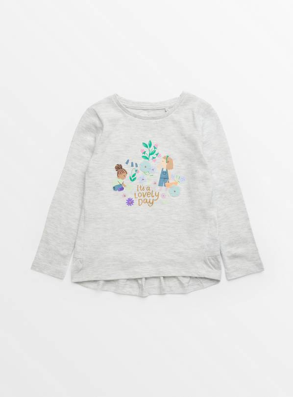 Buy Grey Marl Lovely Day Long Sleeve Top 23 years Tops and tshirts