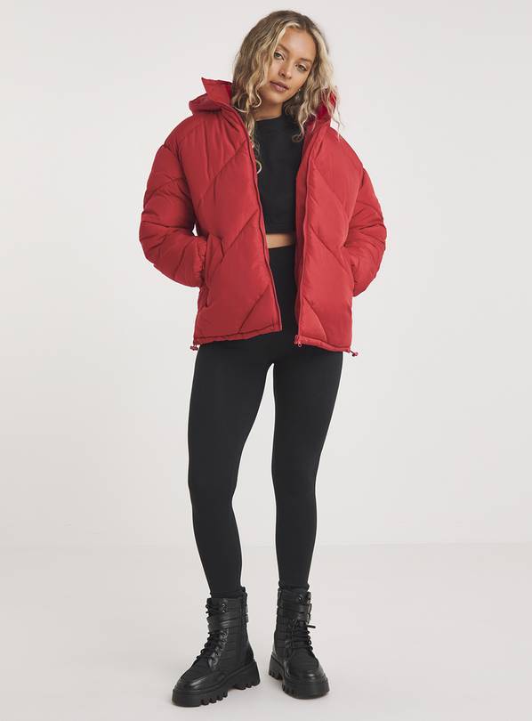 SIMPLY BE Red Chevron Padded Short Coat 14