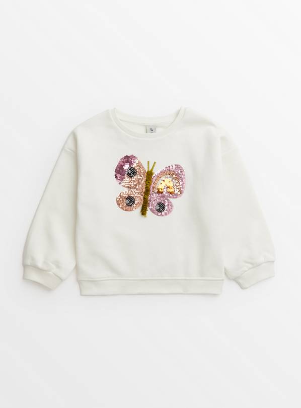 Cream Sequin Butterfly Sweatshirt 1-2 years