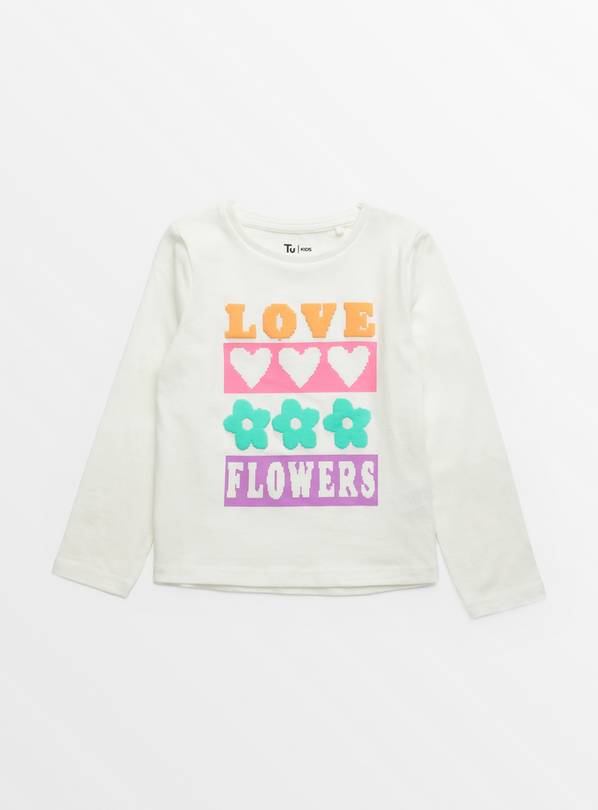 Buy Cream Love & Flowers Long Sleeve Top 1-2 years | Tops and t-shirts | Tu