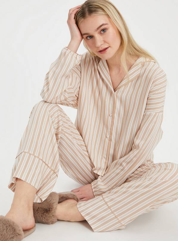 Buy Neutral Stripe Traditional Coord Pyjama Top 22 Pyjamas Argos