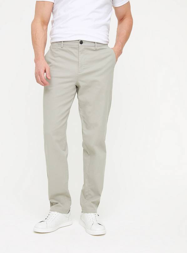 Grey Straight Leg Core Chino Trousers  32L