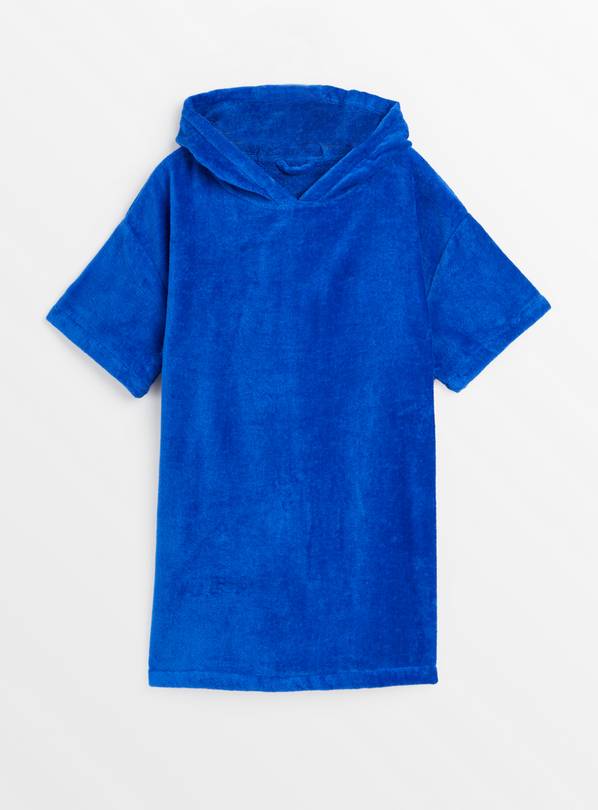 Blue Short Sleeve Towel Poncho  2-5 years