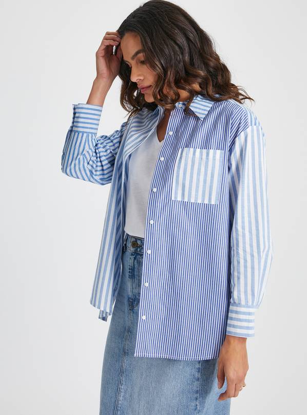 Blue Mixed Stripe Poplin Shirt 16