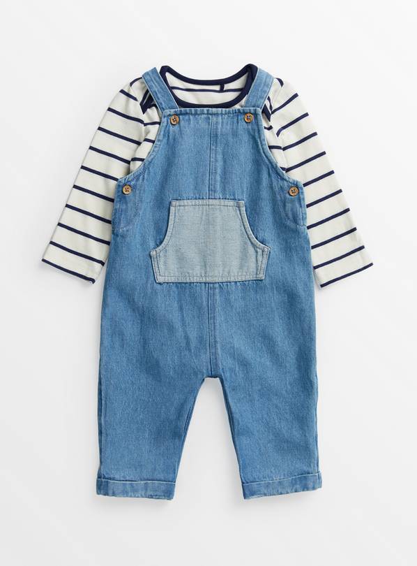 Buy Denim Dungarees & Stripe Bodysuit 12-18 months | Outfits and sets | Tu