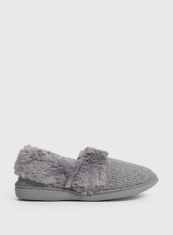 Buy Grey Faux Fur Cuff Full Slippers 8 Slippers Tu