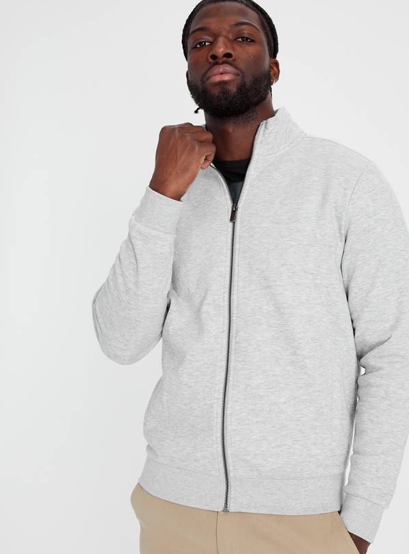 Pale Grey Funnel Neck Zip-Through XXXXL