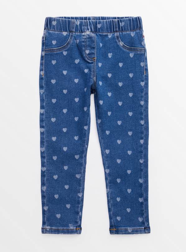 Buy Blue Denim Heart Print Jeggings 1-2 years, Trousers