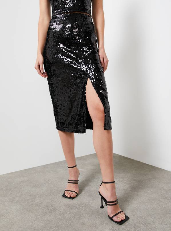 For All The Love Black Sequin Wrap Skirt 18