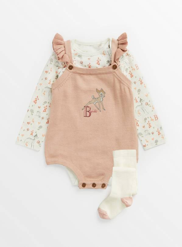 Bambi Pink Ruffle Romper & Tights Set Up to 1 mth