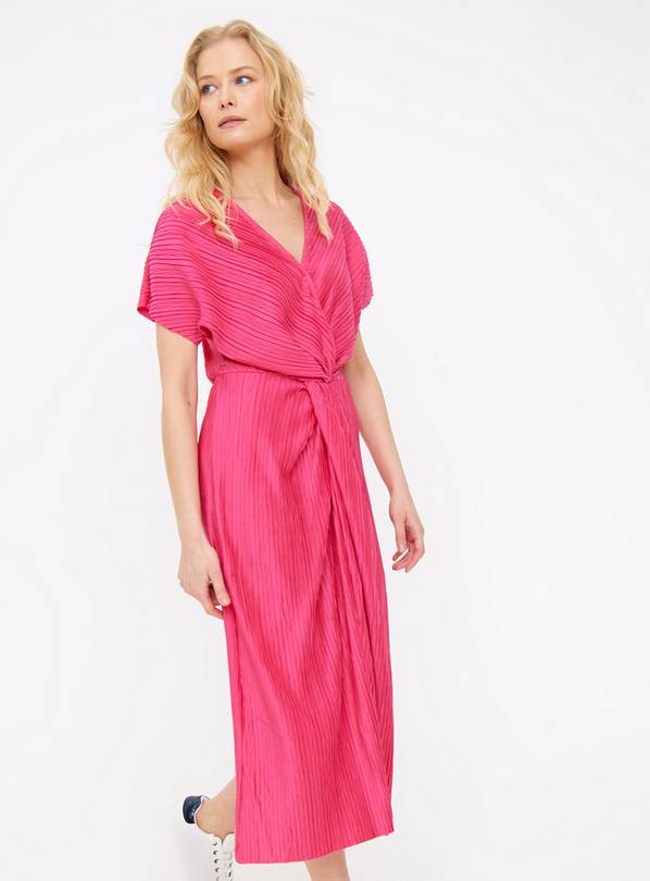 Pink Plisse Twist Dress 10