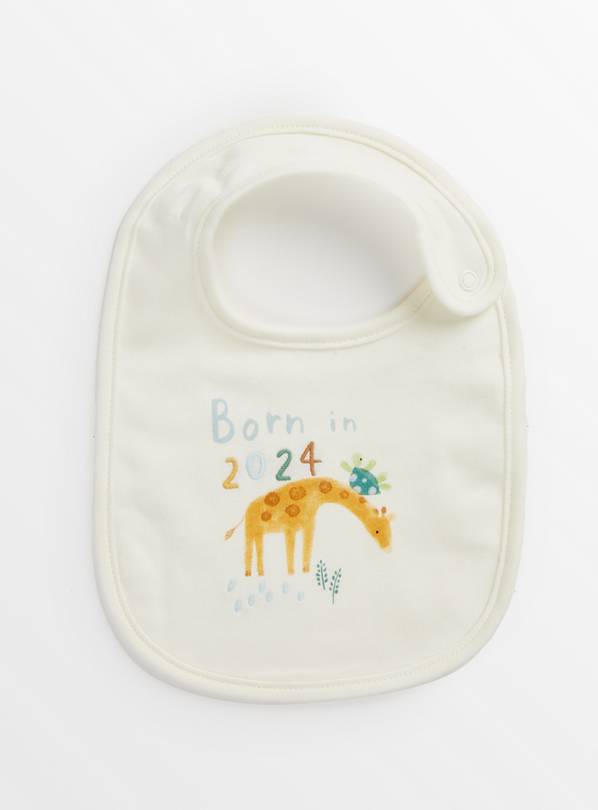 White Giraffe Born In 2024 Bib One Size