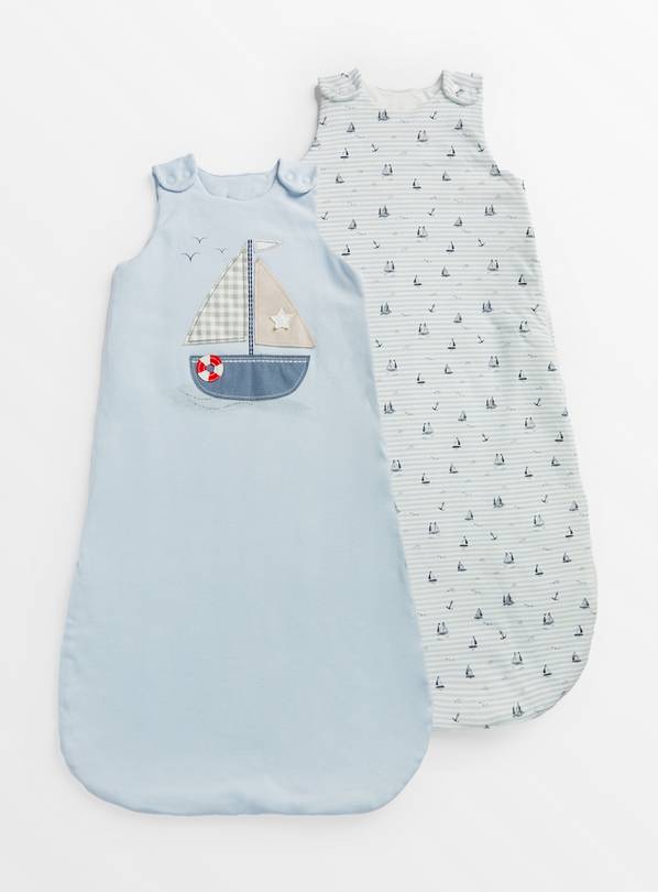 Blue Nautical Print 1.5 Tog Sleeping Bag 2 Pack  18-24 months