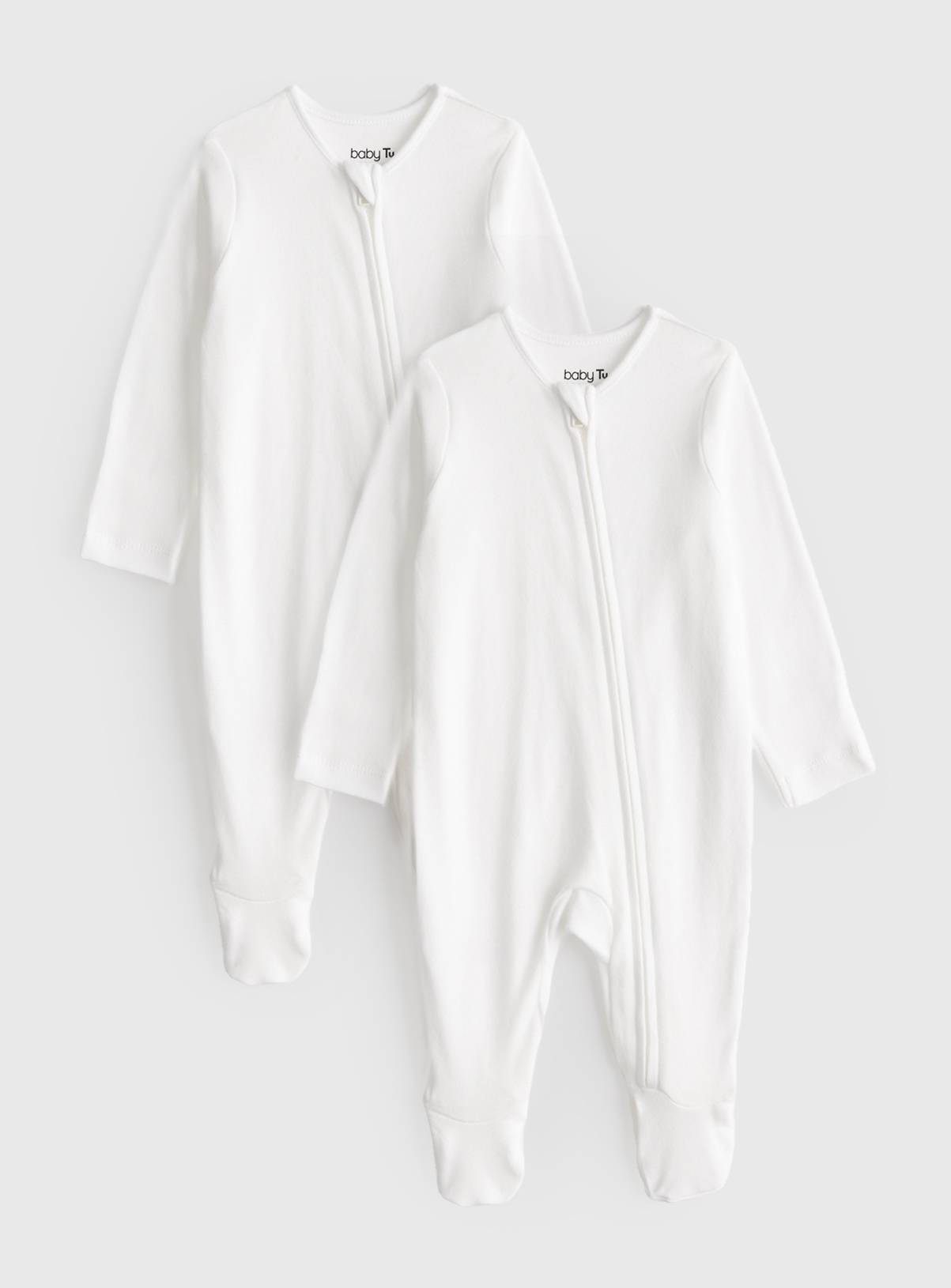 White Zip-Through Sleepsuits 2 Pack  18-24 months - Image 1