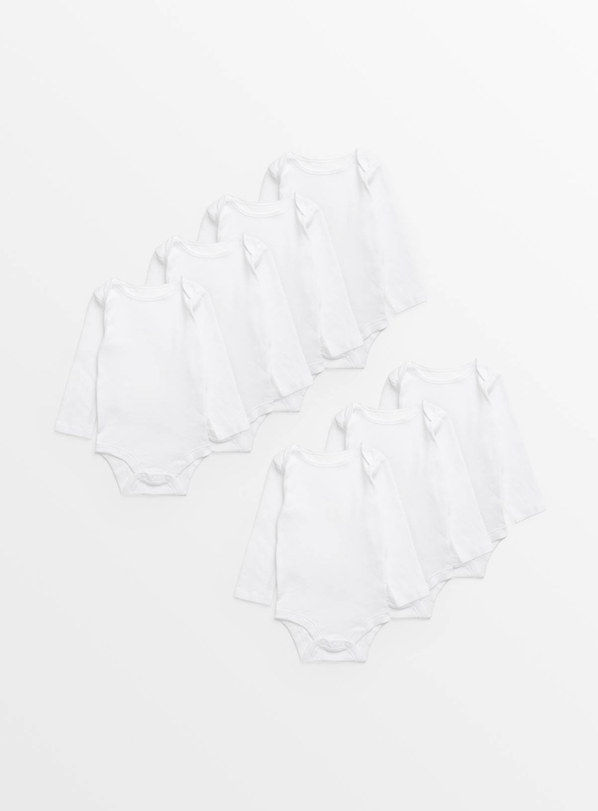 White Long Sleeve Bodysuits 7 Pack  3-6 months - Image 1