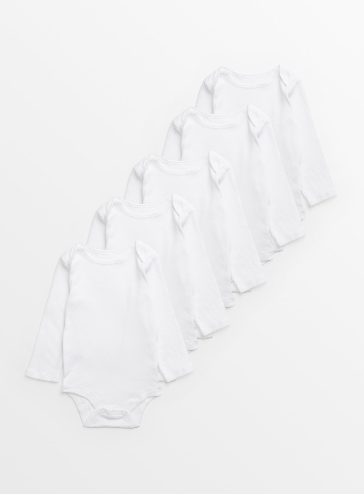 White White Long Sleeve Bodysuits 5 Pack (12-18 Months) - Tu by Sainsbury's