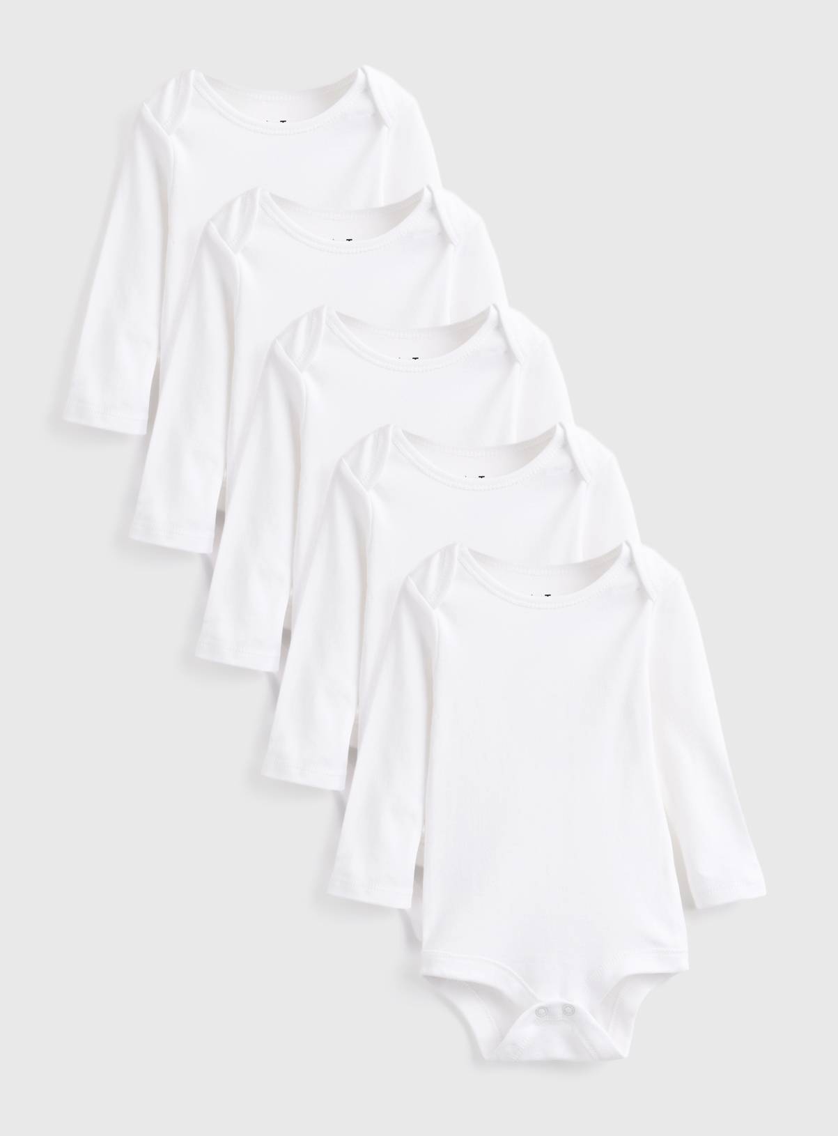 White Long Sleeve Bodysuits 5 Pack 6-9 months - Image 1