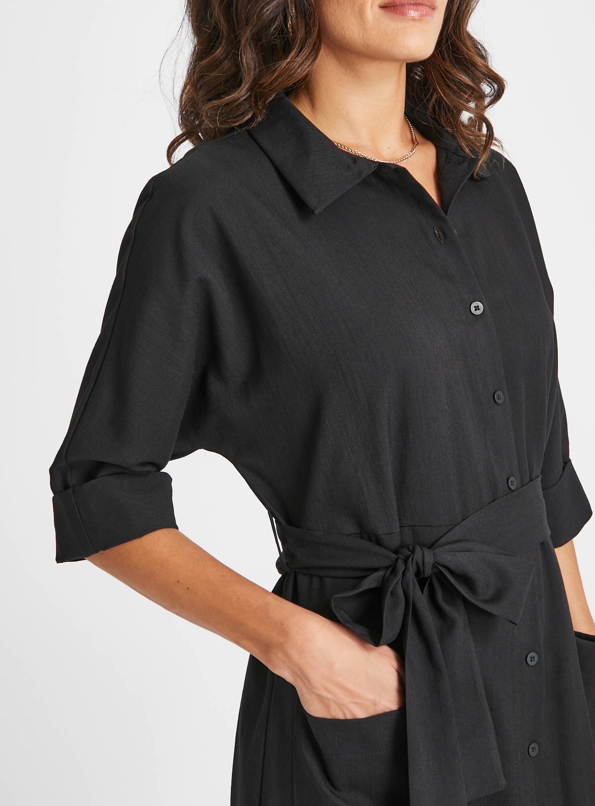 Black Tie Waist Shirt Dress 10 - Image 3