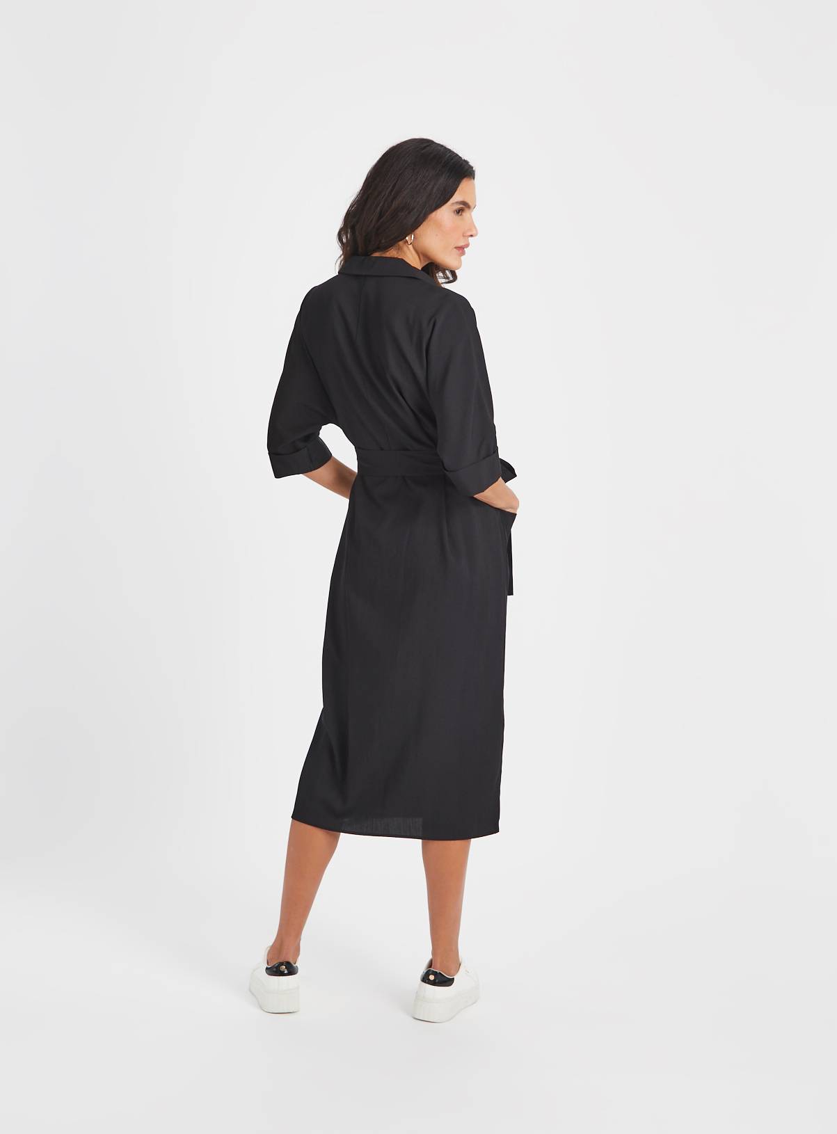Black Tie Waist Shirt Dress 10 - Image 4