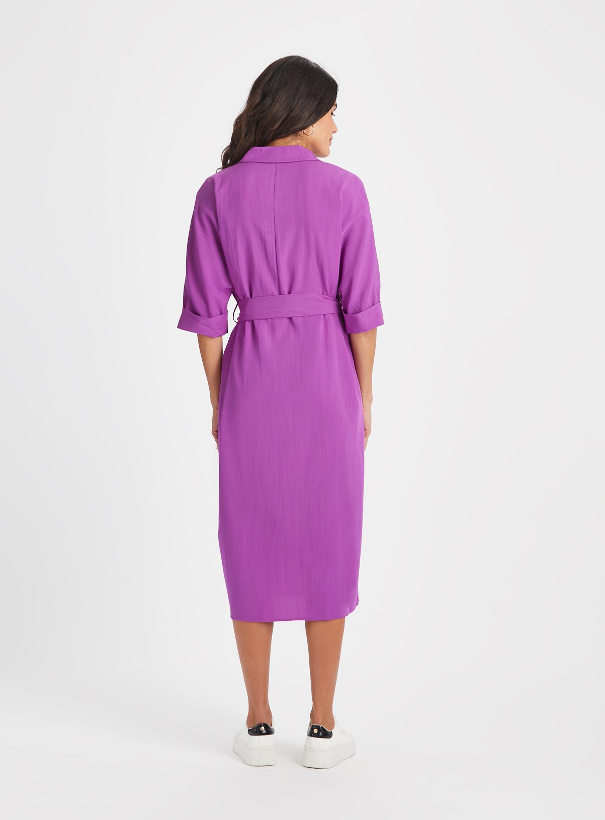 Purple Tie Waist Shirt Dress 26 - Image 4 thumbnail