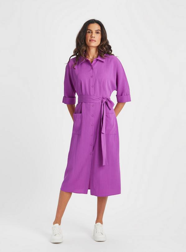 Purple Tie Waist Shirt Dress 20