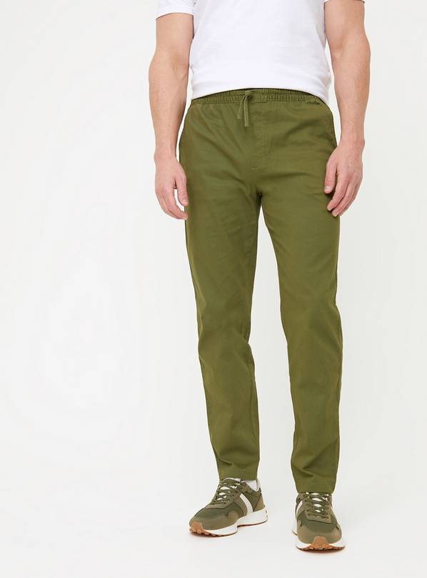 Khaki Straight Leg Pull On Chinos L