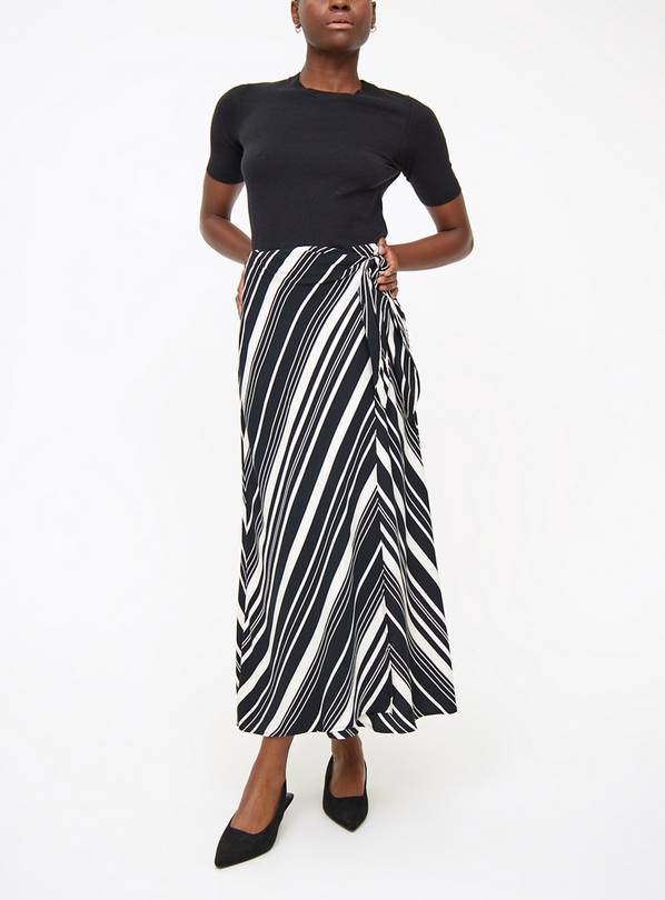 Monochrome Stripe Midaxi Wrap Skirt  22
