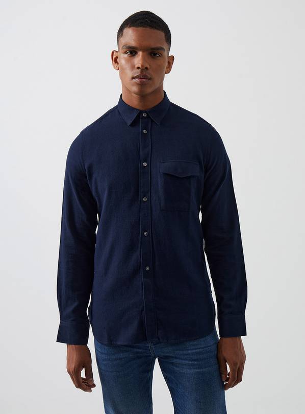 FRENCH CONNECTION Navy Pocket Flannel Shirt M