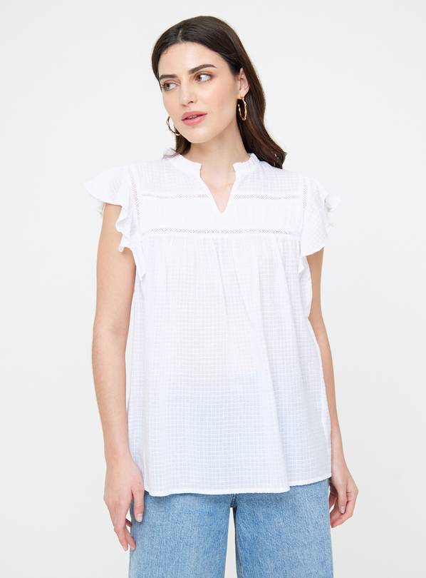 White Broderie Embroidered Frill Top 12