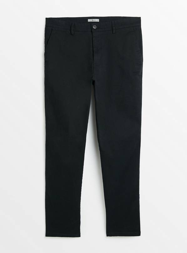 Black Straight Leg Chino Trousers 32R