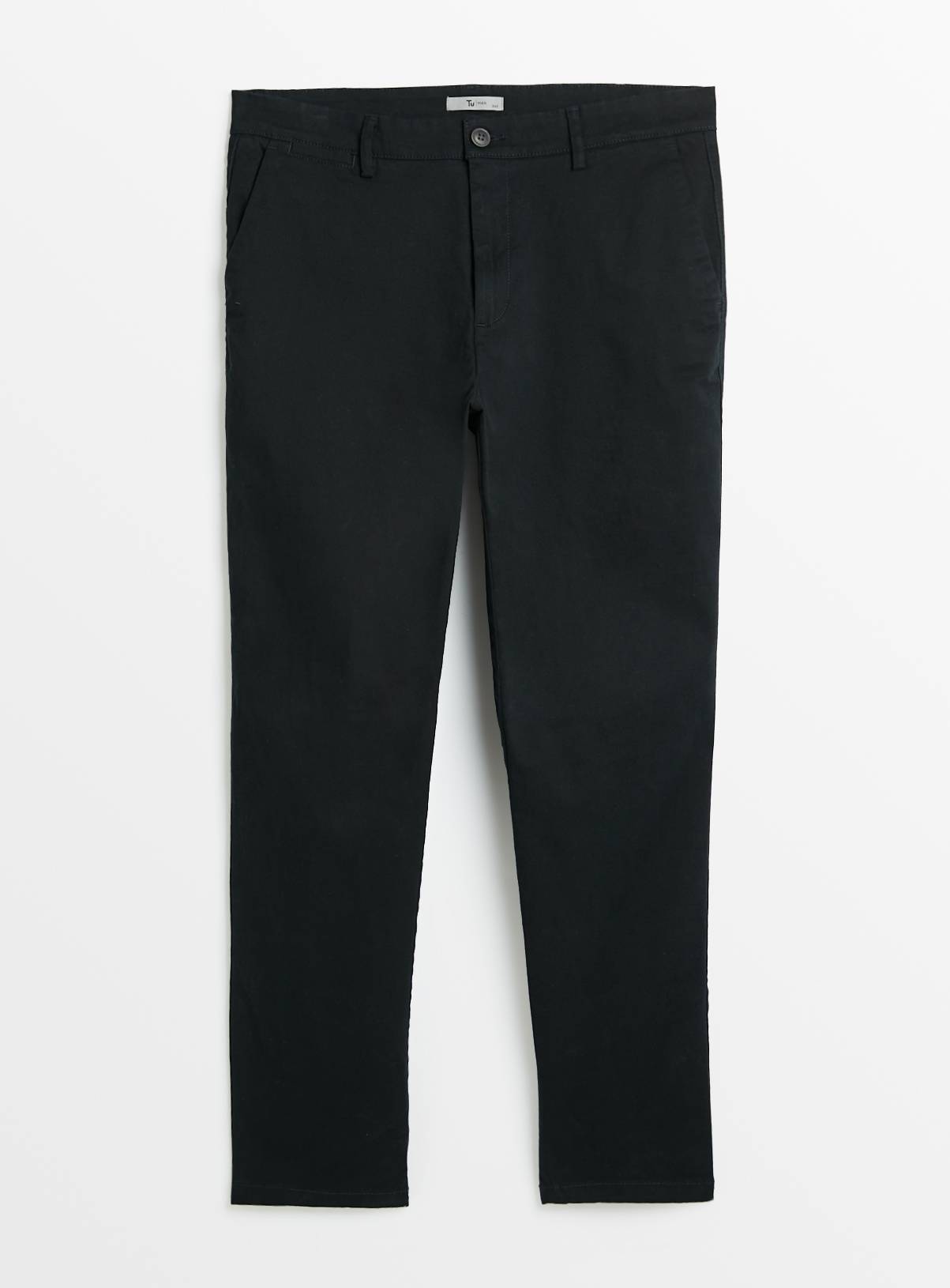 Black Straight Leg Chino Trousers 46L - Image 1