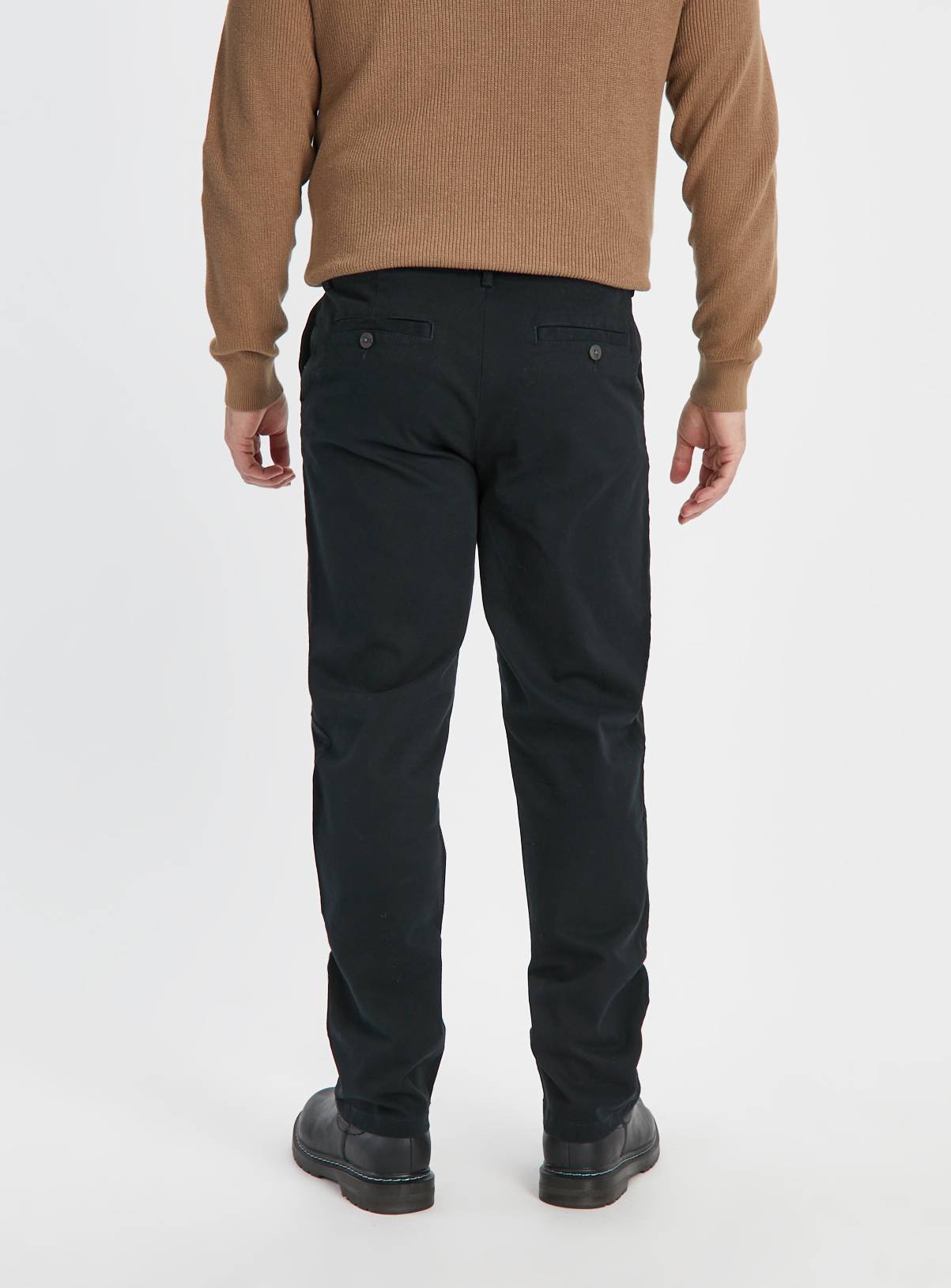 Black Straight Leg Chino Trousers 46L - Image 3