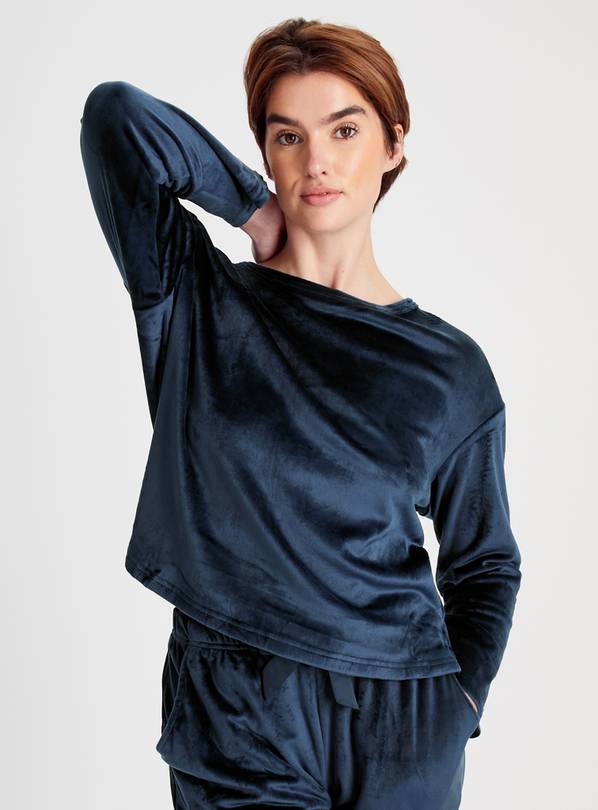 Navy velour online pyjamas