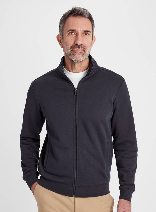 Mens funnel neck on sale zip through sweatshirt