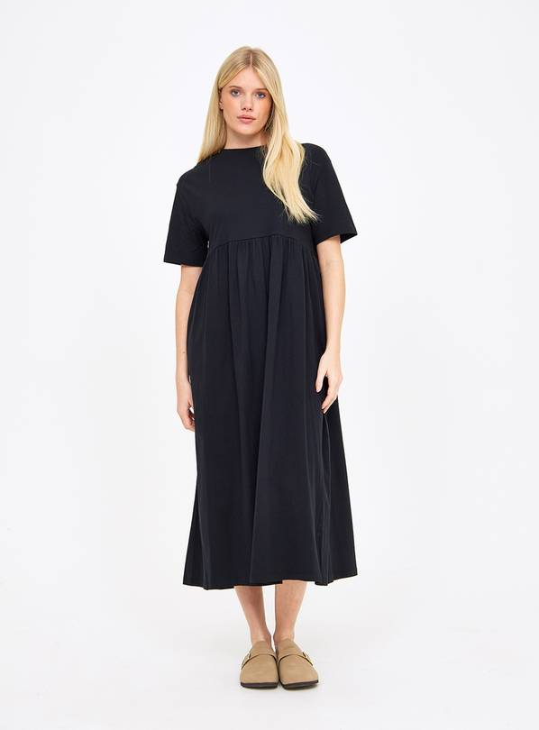 Black Tiered Midaxi T-Shirt Dress XL