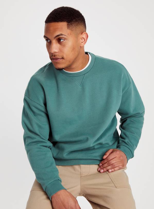 Buy Teal Dropped Shoulder Sweatshirt M | Sweatshirts and hoodies | Tu